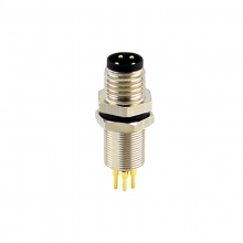 PCB Connector, Insert, A Code - M8 4pins A code male straight rear panel mount connector, unshielded, insert